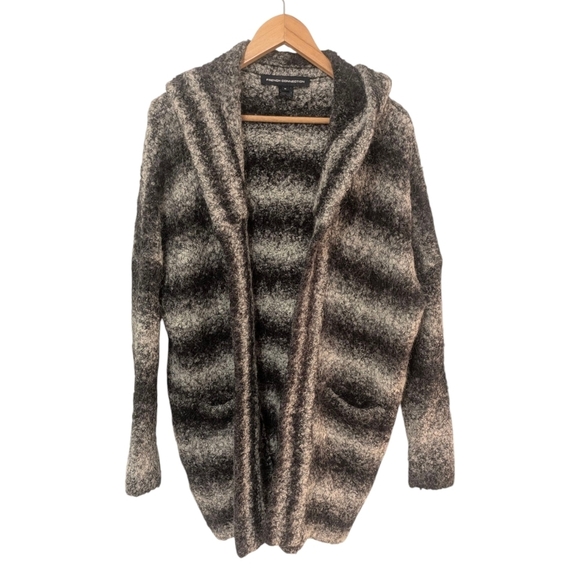 French Connection Black and Gray Boucle Cardigan Sweater - Picture 2 of 11